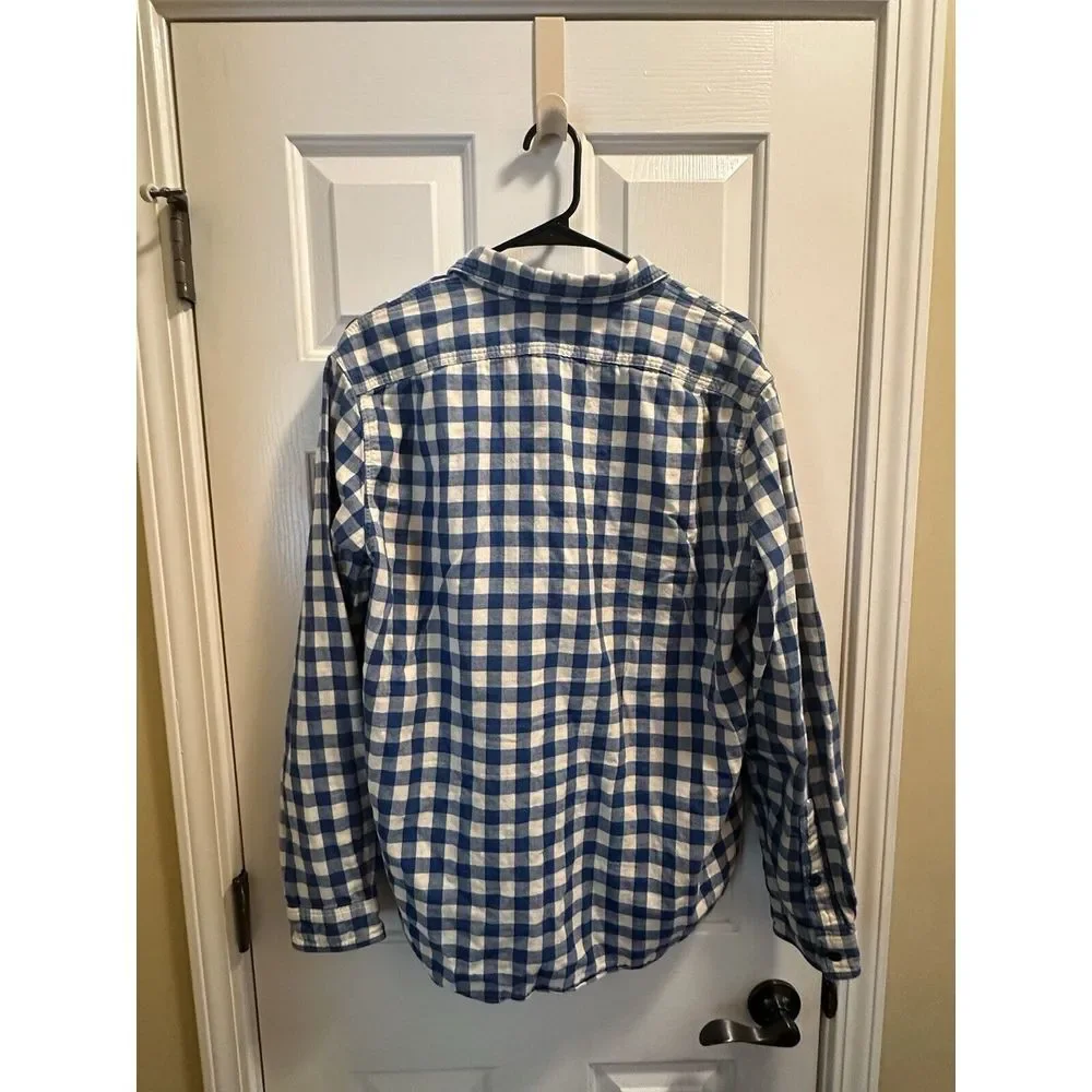 J Crew Dress Shirt Plaid Tailored Fit Long Sleeve Button‎ Up Casual Mens Large